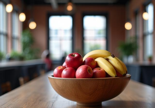 Modern Brooklyn office with a beautiful fruit display