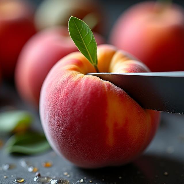 Macro shot of fresh organic fruit slicing