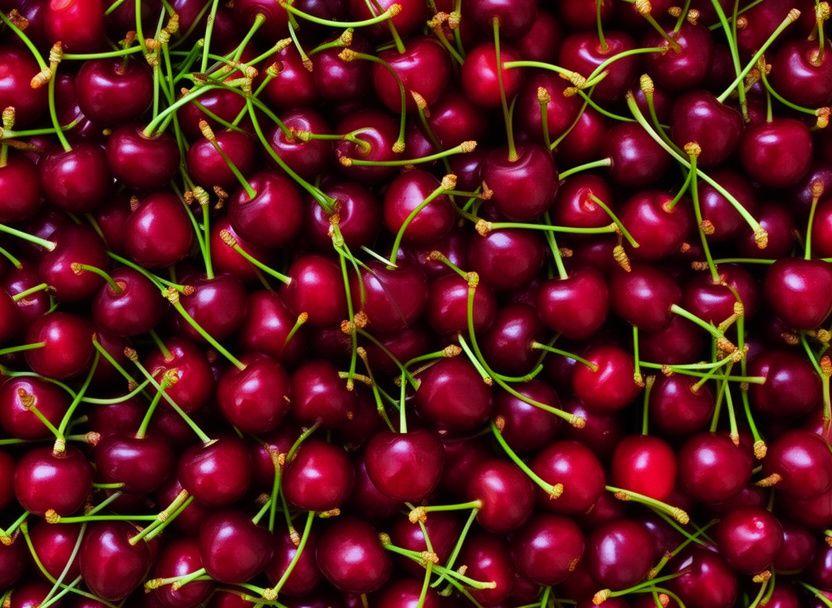 Macro shot of organic Rainier cherries