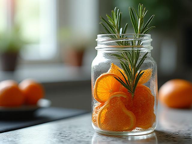 Herbal fruit infusion jar with fresh herbs