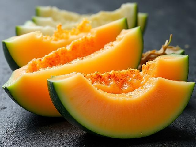Slices of colorful heirloom melons