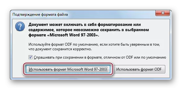 Confirmação do formato de arquivo LibreOffice