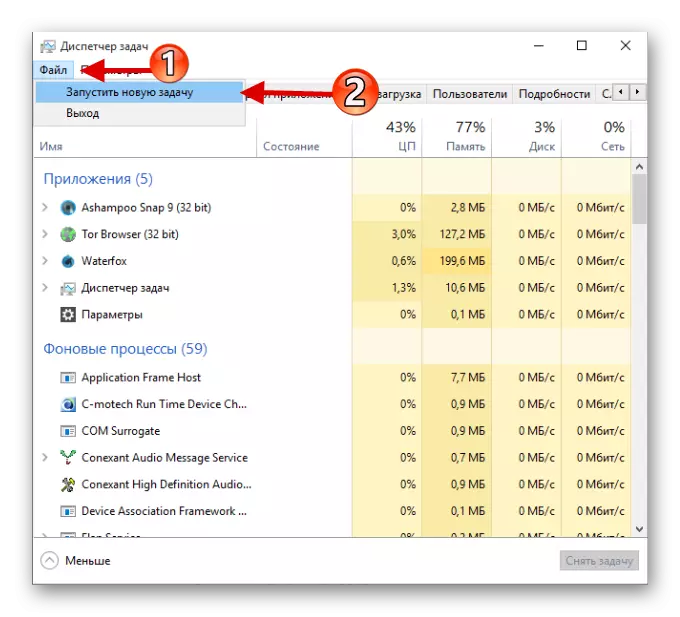 Kør en ny opgave via Task Manager i Windows 10