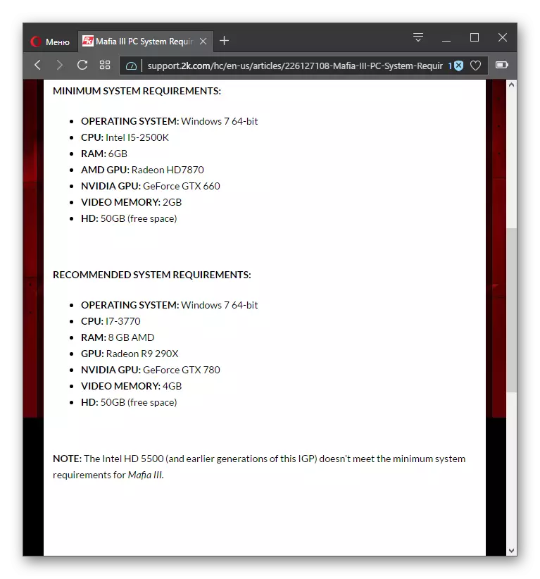 Minimalne in priporočene sistemske zahteve za igro MAFIA III PC Sistemske zahteve na uradni spletni strani