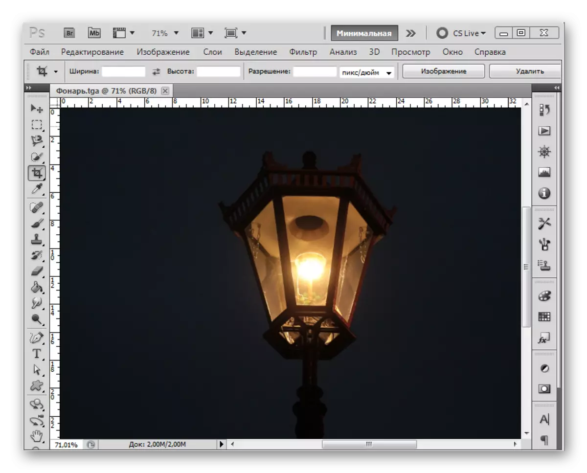 קובץ TGA בחלון העבודה של Adobe Photoshop