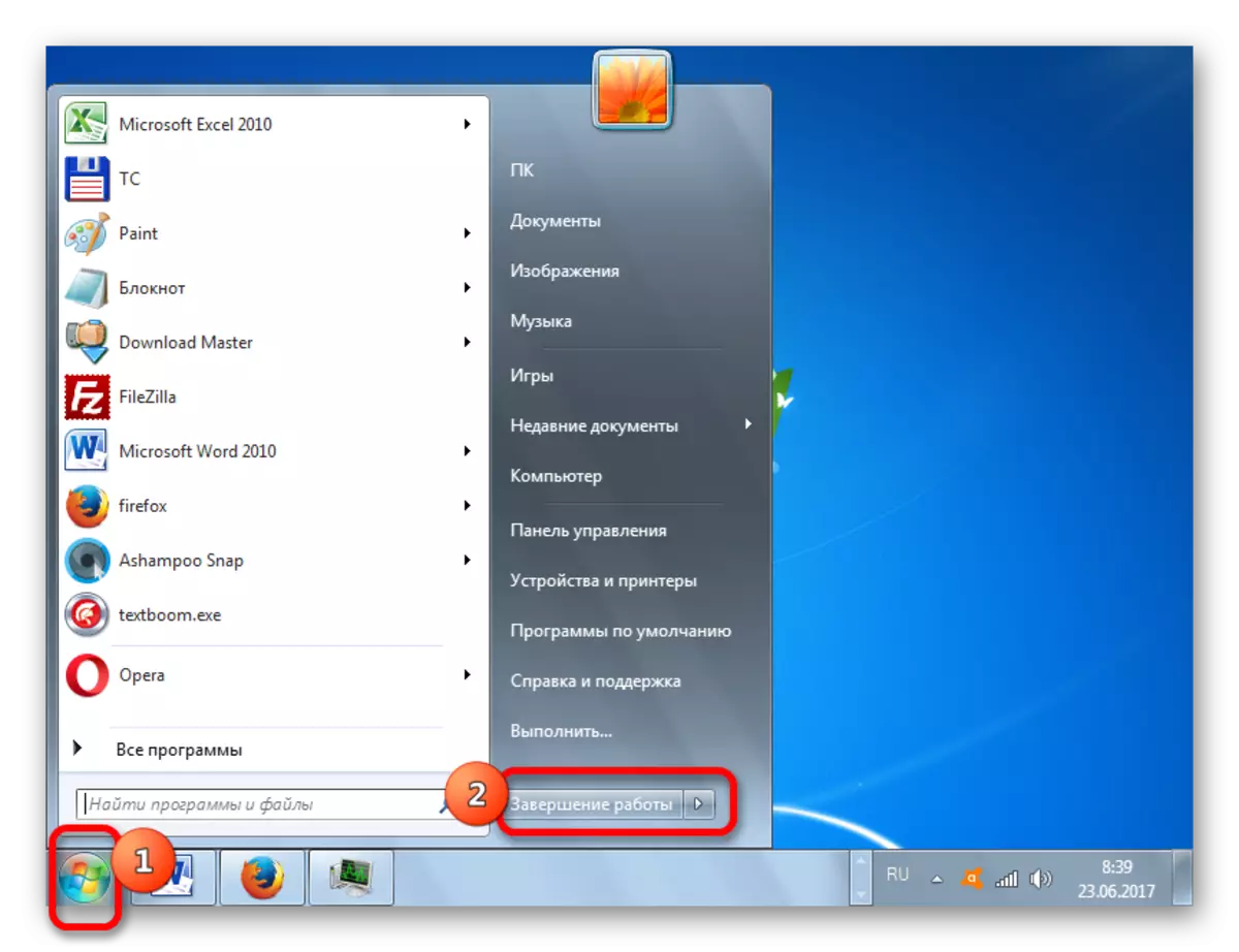 Completamento del sistema tramite il menu Start in Windows