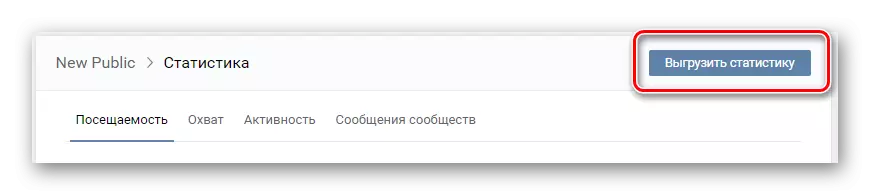 Knop Unloadstatistiken yn 'e seksje fan' e Community Statistics yn 'e Vkontakte Group