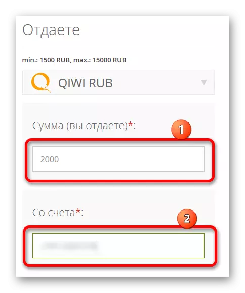Vnos uporabniških podatkov denarnico QIWI