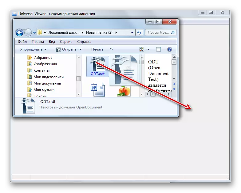 将ODT文件从Windows资源管理器窗口处理到通用查看器窗口