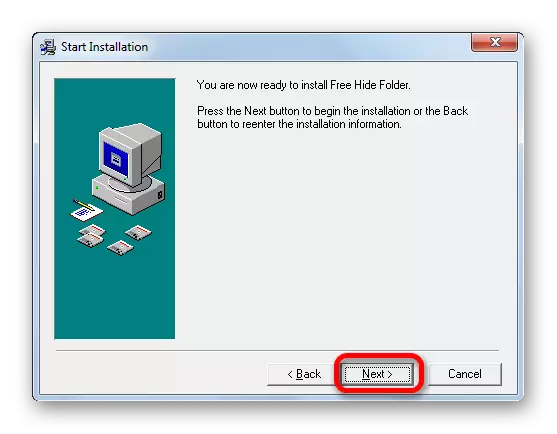 Shkoni në krye të instalimit të një aplikacioni në dritaren e Installer Folder Installer