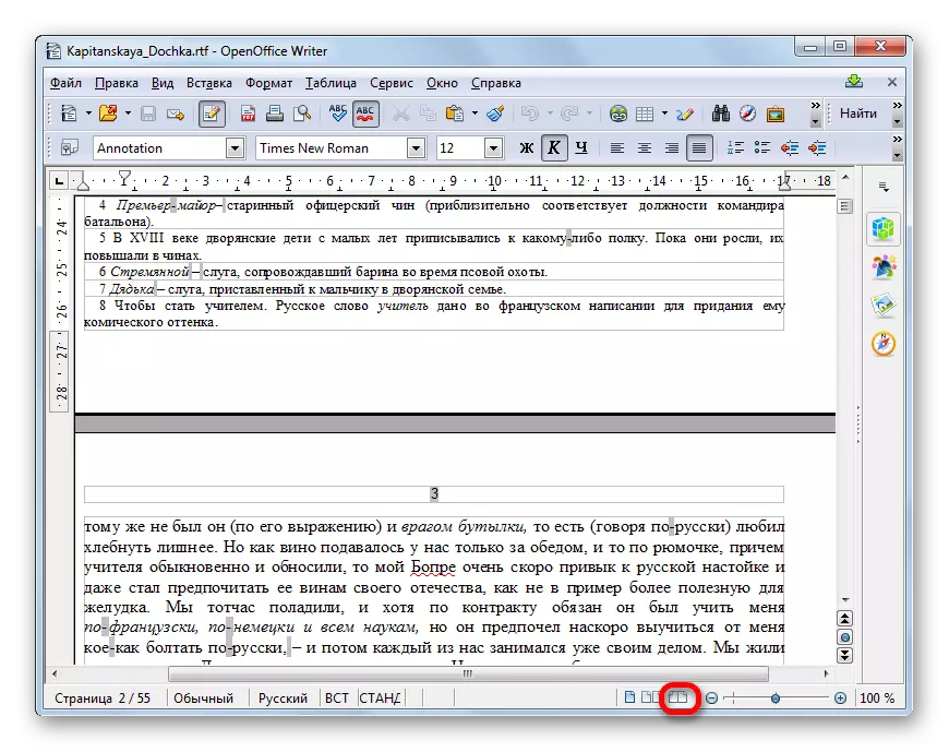 Ugrás a könyvmódba az Apache OpenOffice íróban