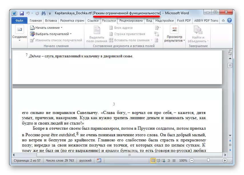 RTF-filen er åben i Microsoft Word