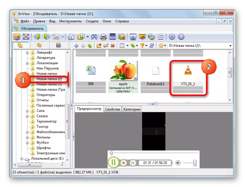 Apertura di un video attraverso il file manager nel programma XnView