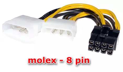 ተጨማሪ የቪዲዮ ካርድ Molex-8Pin አስማሚ አስማሚ