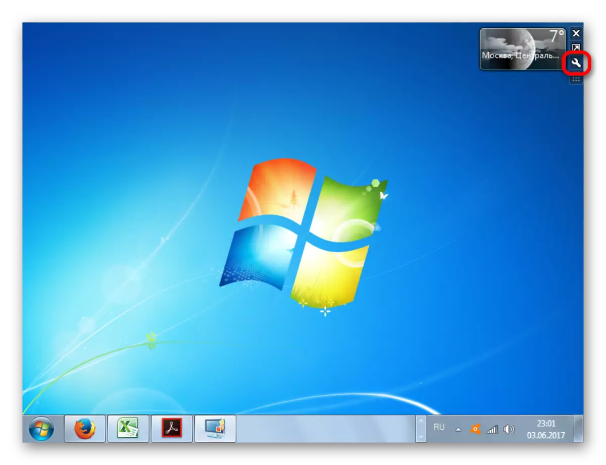 Pāreja uz laika apstākļu sīkrīku iestatījumiem operētājsistēmā Windows 7