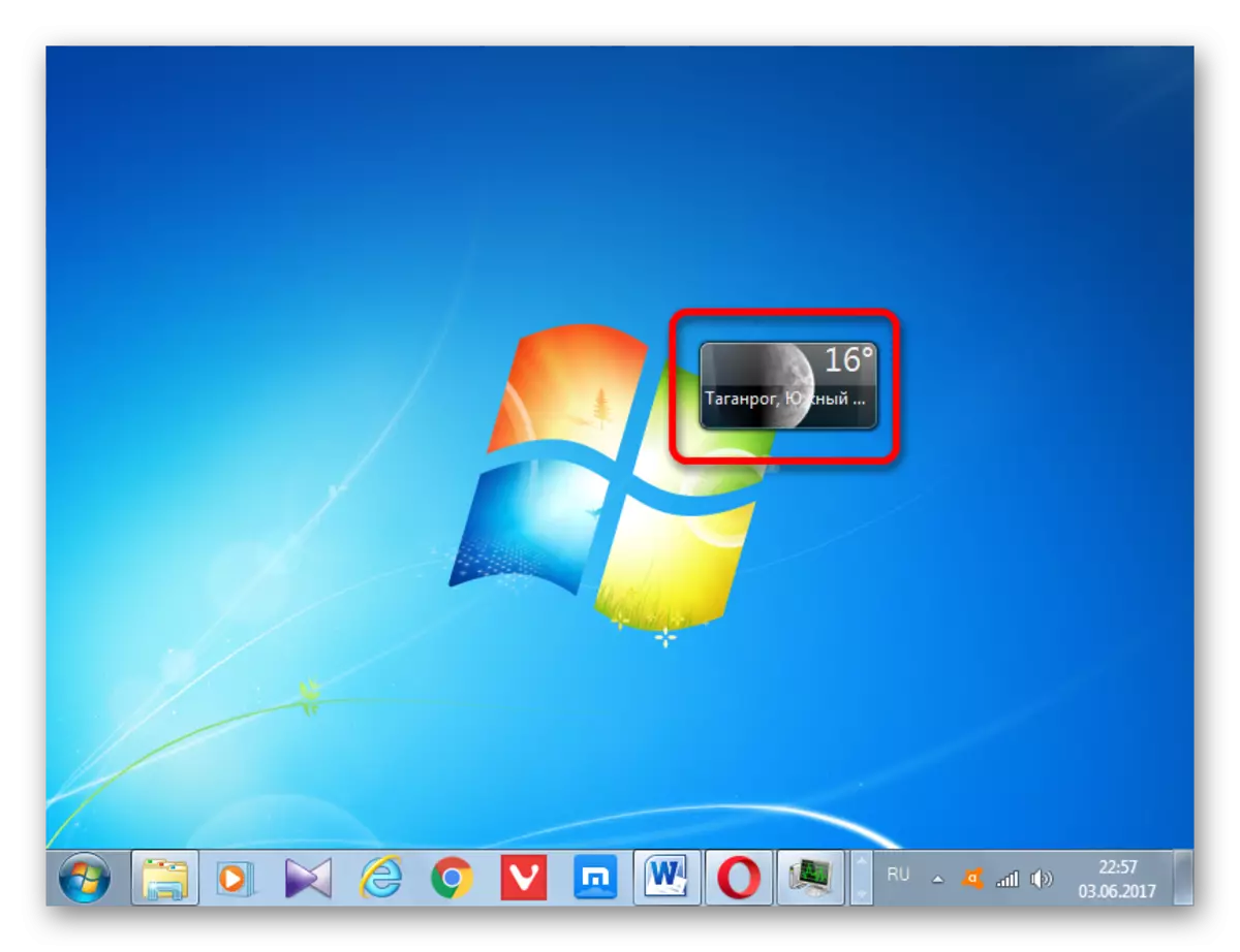 Vejret gadget flyttede til Windows 7