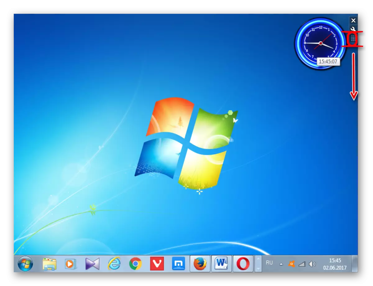 Hyrja e orëve në desktop në Windows 7