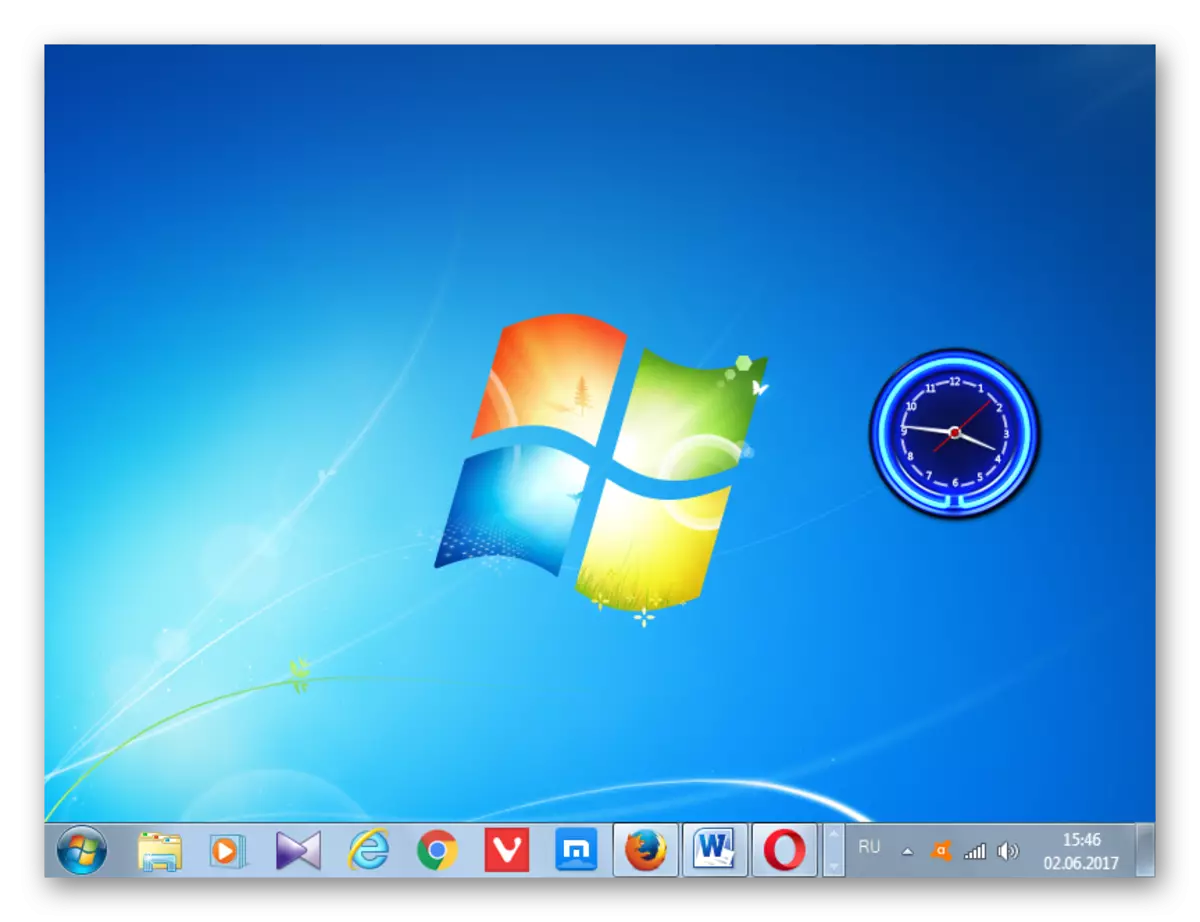 Windows 7에서 바탕 화면에서 이동 한 시계