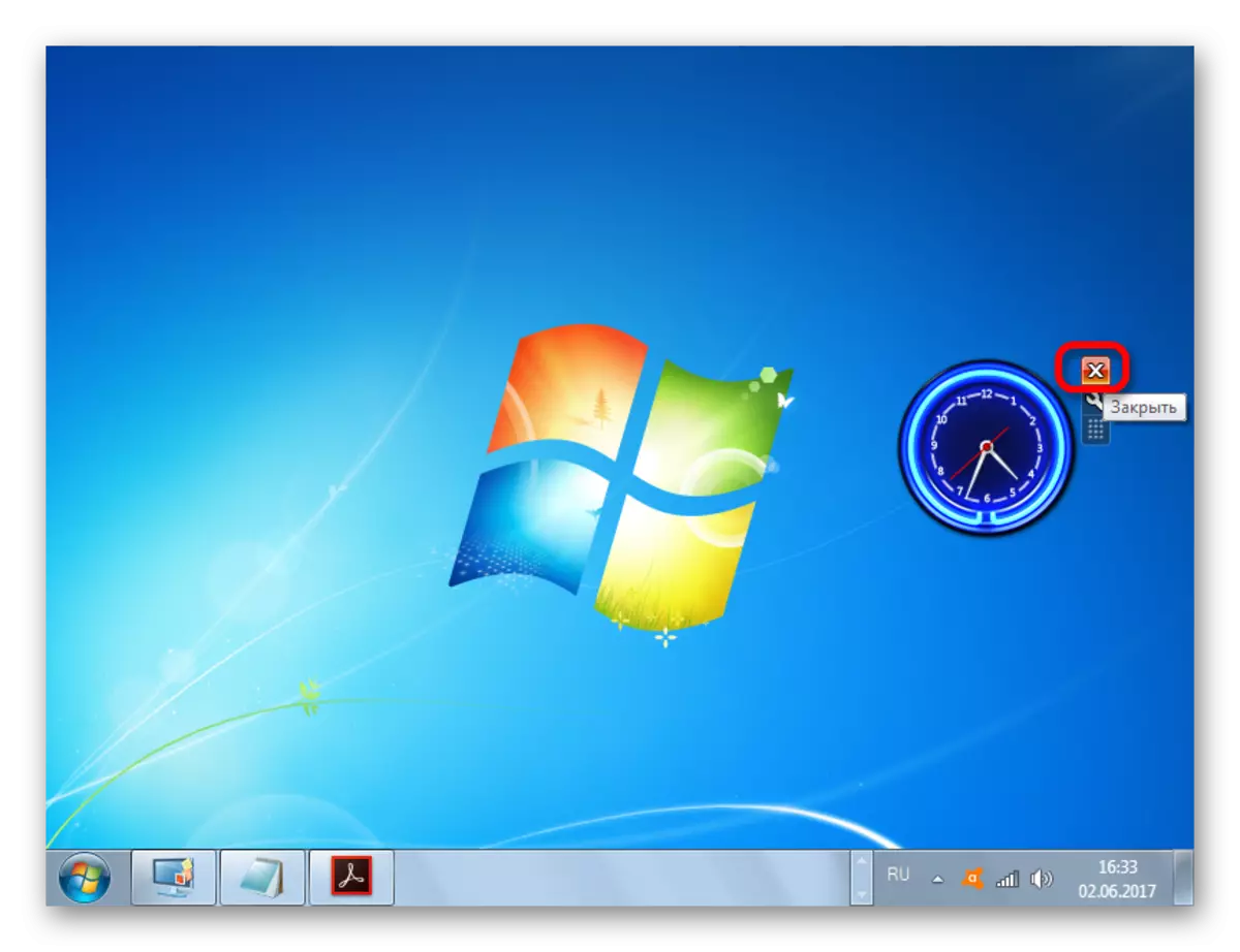 'n gadget uur verwydering in Windows 7 lessenaar