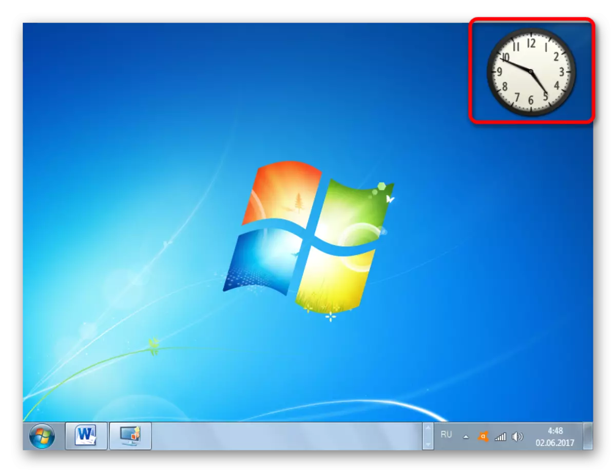 Uren gadget op het bureaublad in Windows 7