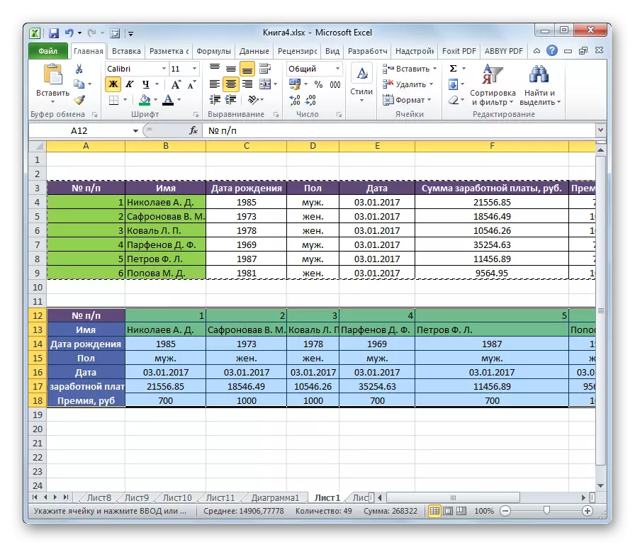 უჯრედები ინვერსიულია Microsoft Excel- ში