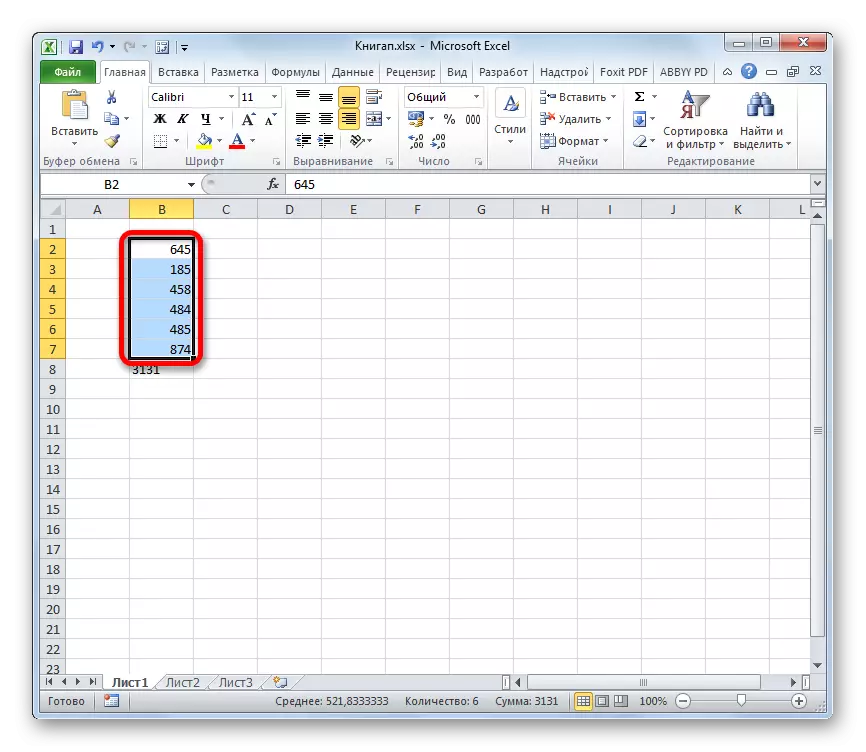 Arvutamise number on valmistatud Microsoft Excelis