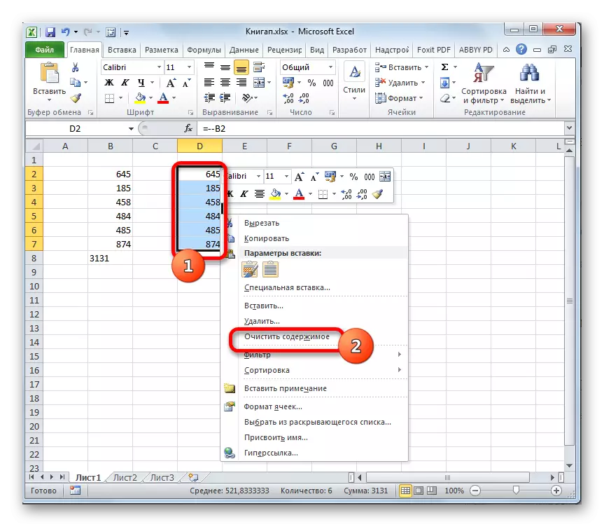 Microsoft Excel-en garraio-barrutiko edukia garbitzea