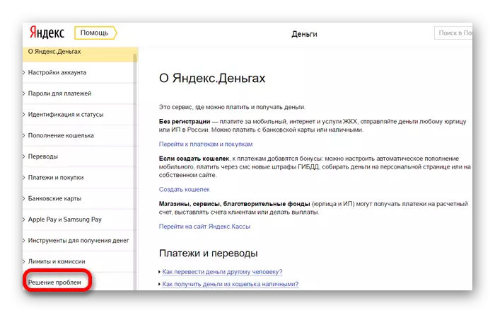 Problemen oplosse op Yandex-post