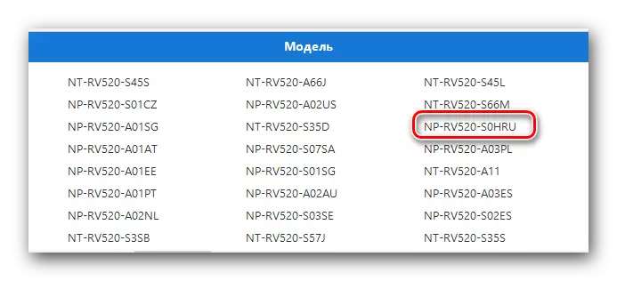 ল্যাপটপ RV520 এর পছন্দসই মডেল তালিকা থেকে চয়ন করুন