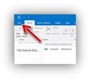 Odpiranje nastavitev profila MS Outlook 2016