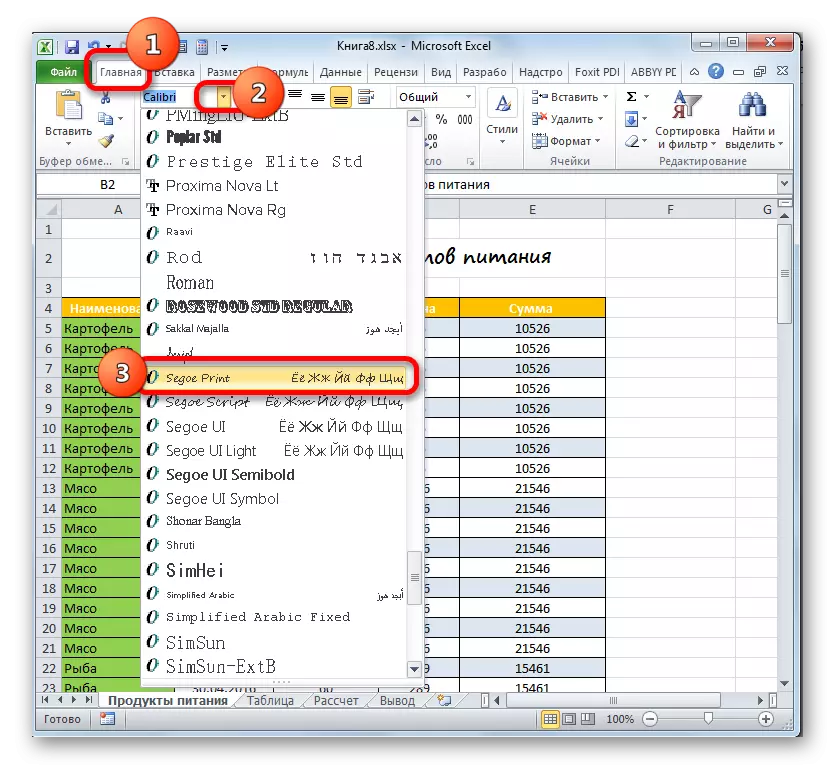 Microsoft Excel-dagi shrift turi