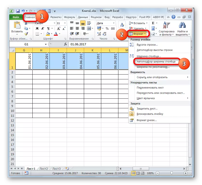 Kalimi në gjerësinë e kolonës së kolonës në Microsoft Excel