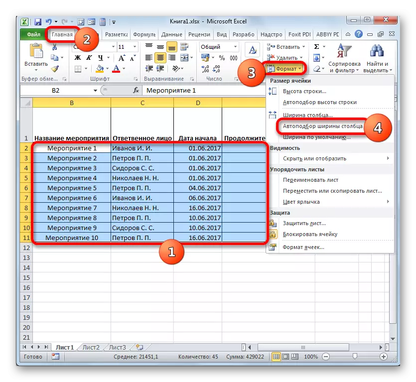 Overgang til kolonnebredden Auto-abonnement i Microsoft Excel