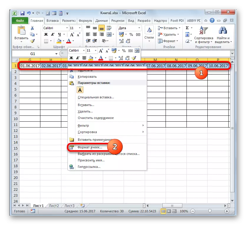 Overgang til celleformateringsvinduet i Microsoft Excel