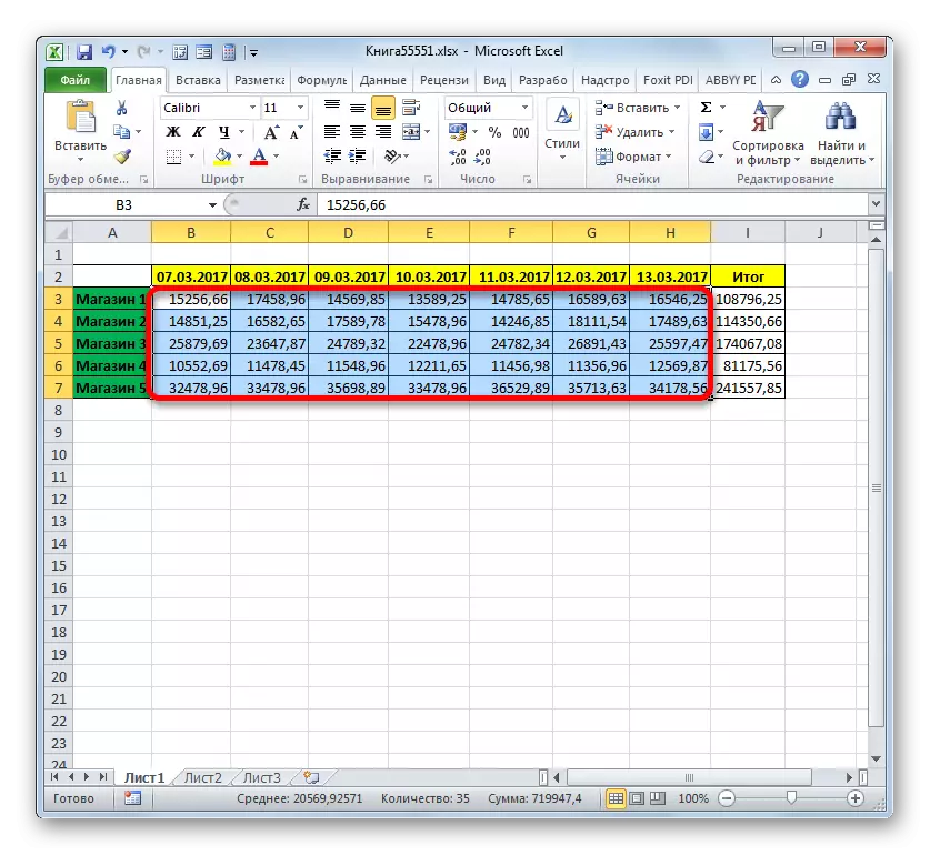 Výběr v aplikaci Microsoft Excel