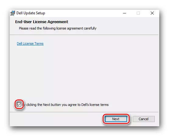 Acceptar el contracte de llicència a l'instal·lar el programa Dell