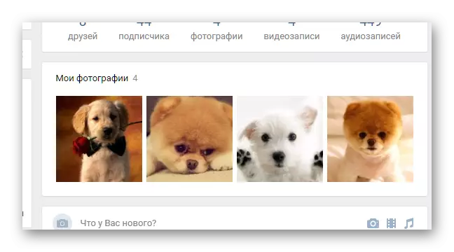 Bloco com fotos na página pessoal de Vkontakte.