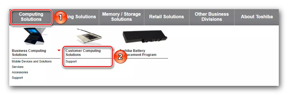 Allez à la section Chargement du conducteur sur le site Web Toshiba