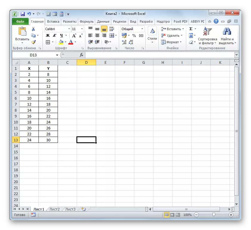 Tablo kun datumoj en Microsoft Excel