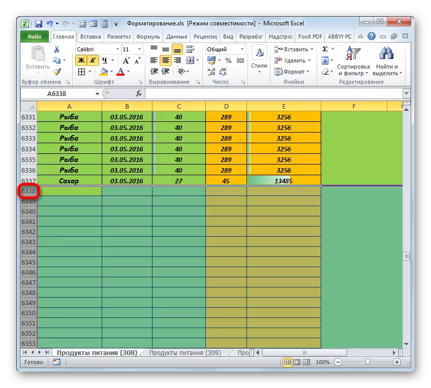 Microsoft Excel'deki tablonun altındaki aralığı seçme