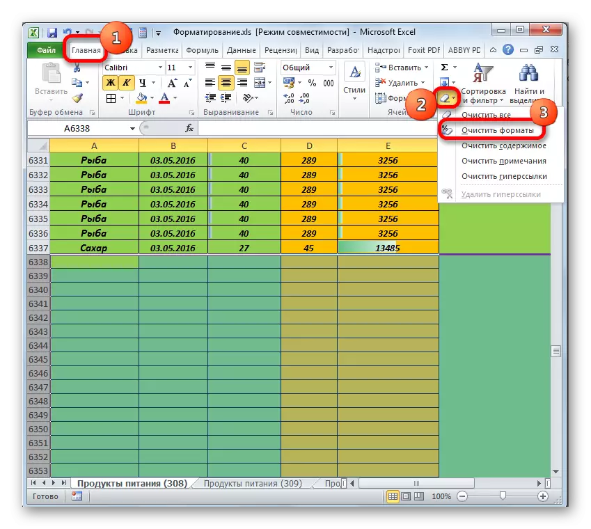 Microsoft Excel లో ఫార్మాట్లను శుభ్రం చేయడానికి మార్పు