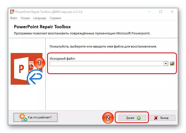 PowerPoint Repair Toolbox bir təqdimat bərpa Start
