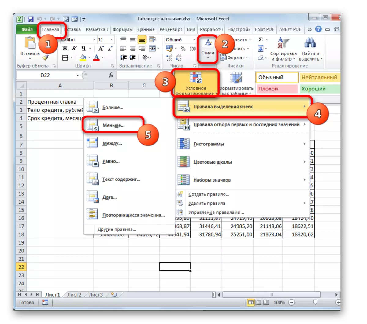 Преход към условно форматиране в Microsoft Excel
