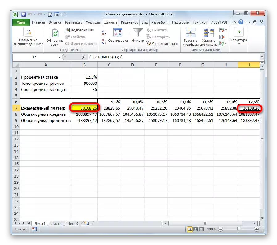 Cumplimiento de los valores de la tabla con un cálculo formular en Microsoft Excel.