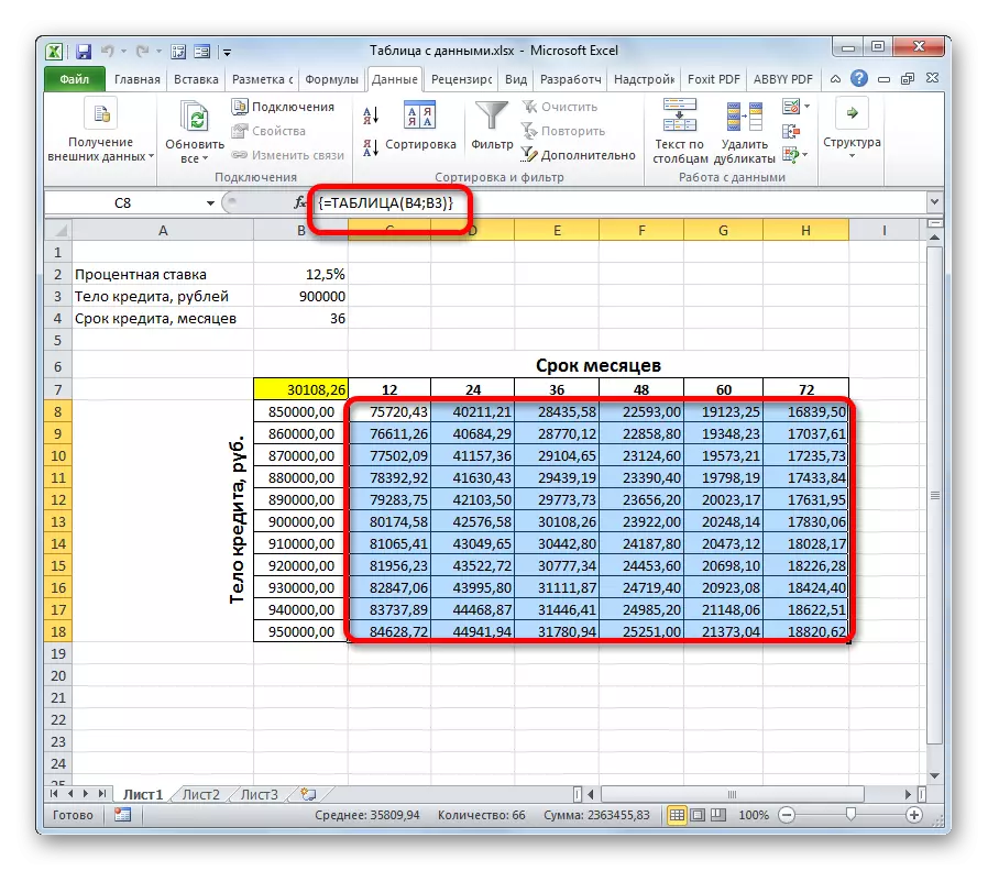La taula de dades s'omple en Microsoft Excel
