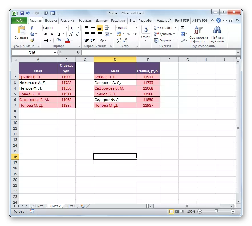 Nilai ulang disorot dina Microsoft Excel