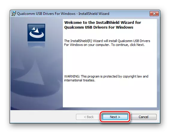 Inštalácia ovládačov Qualcomm USB ovládače pre Windows First Auto softvérové ​​okno