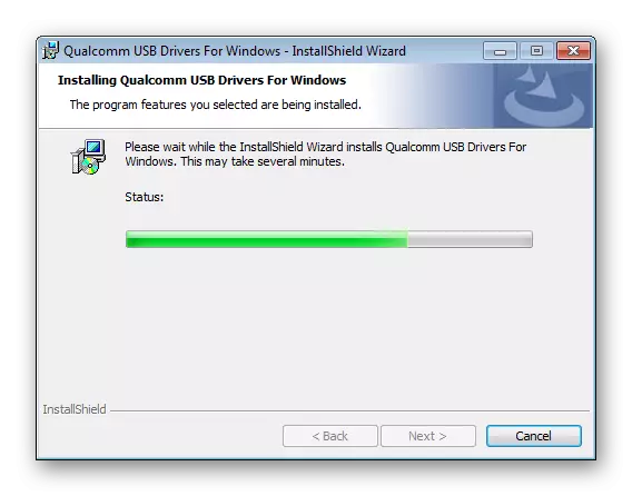Instaliranje Qualcomm USB upravljačkih programa za Windows Napredak