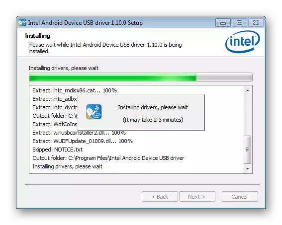 Pag-install ng Intel Android Drivers Progress.