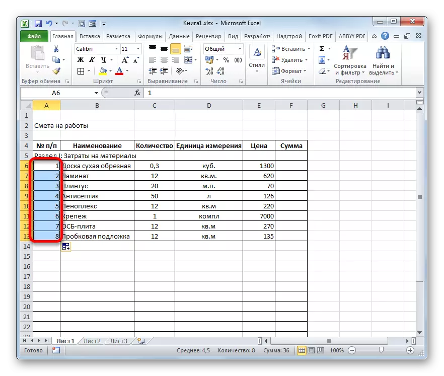 Microsoft Excel-da ko'rsatilgan tartibda raqamlash
